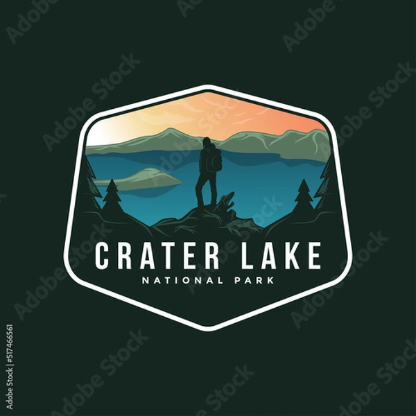 Obraz Logo illustrations of Crater National Park emblem on dark background.