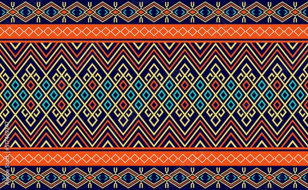 Fototapeta Geometric ethnic pattern, Embroidery graphic antique background, Vector endless textile for print