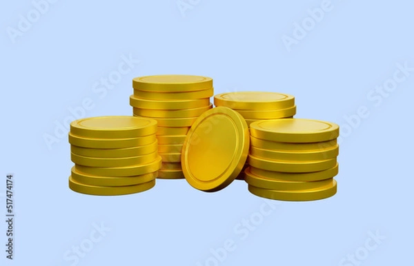 Fototapeta A stack of empty gold coins. 3d rendering