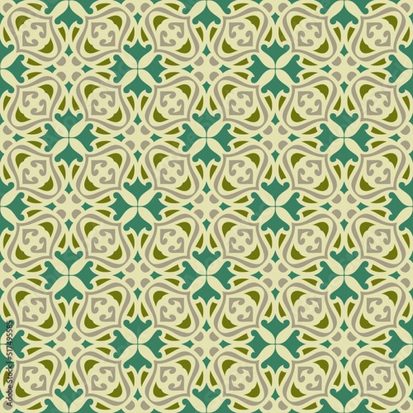 Fototapeta Seamless pattern with islamic ethnic ornamental motifs tile on flat abstract vector.