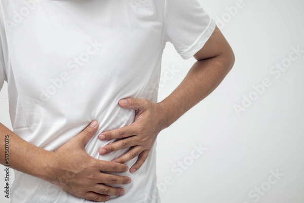 Obraz left side abdominal pain man concept