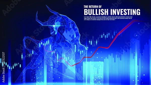 Obraz Bullish Stock Market in futuristic idea suitable for Stock Marketing or Financial Investment