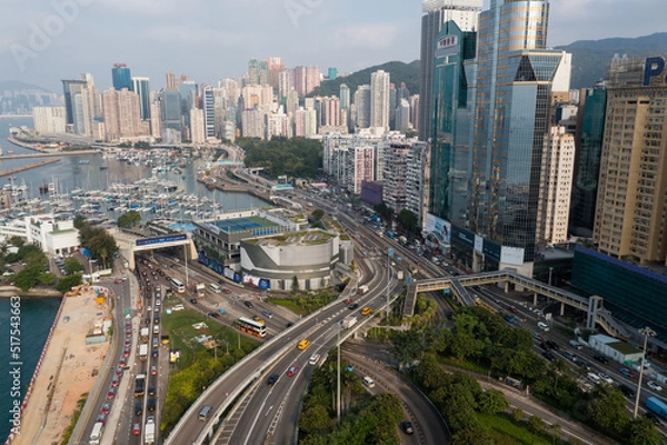 Fototapeta Top down view of Hong Kong city traffic
