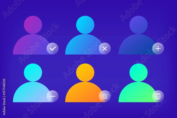 Fototapeta Glassmorphism users icons set