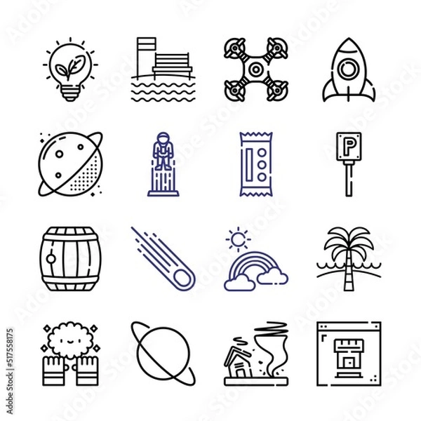 Fototapeta sky Icon Set with line icons. Modern Thin Line Style. Suitable for Web and Mobile Icon. Vector illustration EPS 10.