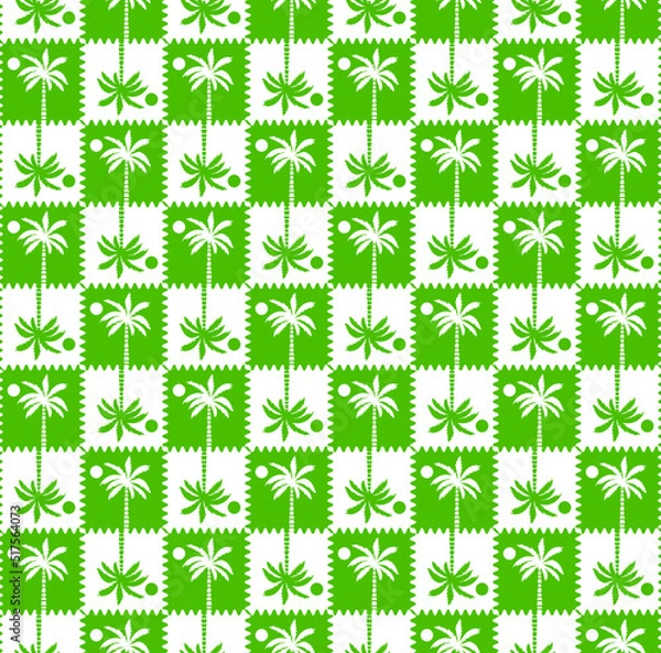 Fototapeta Abstract Monochrome Gingham Style Palm Tree Silhouettes Seamless Trendy Pattern Summer Concept Perfect for Allover Fabric Print or Wrapping Paper