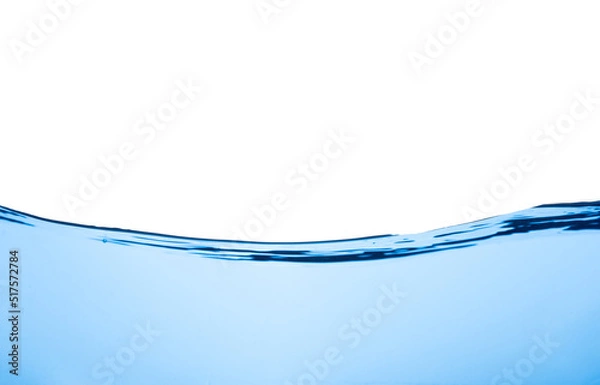Fototapeta Abstract clean flow ripple surface on liquid. Light blue water wave with air bubbles and a little bit splashed underwater, studio shot isolated on white background
