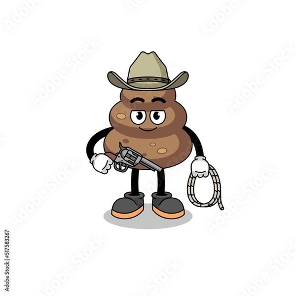 Fototapeta Character mascot of poop as a cowboy