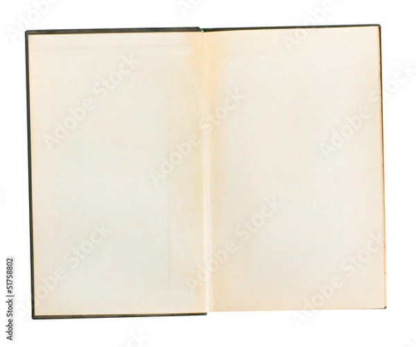 Fototapeta Opened book with blank pages isolated over white background
