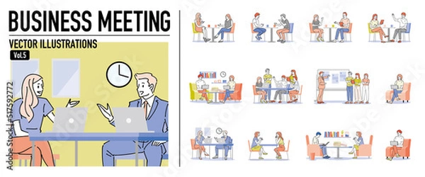Fototapeta 人物 ビジネスミーティングおしゃれイラスト素材