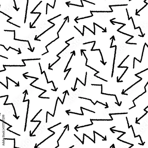 Fototapeta Hand drawn vector illustration of arrow pattern on white background.