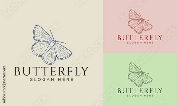 Fototapeta Beauty Butterfly logo. Luxury line logotype design. Universal premium butterfly symbol logotype.