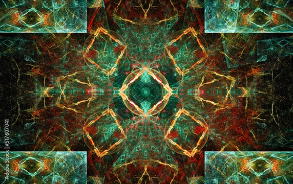 Fototapeta digital illustration abstract image generated fractal background image wallpaper pattern of various geometric shapes and lines of various colors for computer graphics or web design