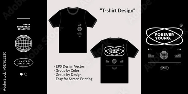 Obraz Typography forever young streetwear theme design for premium tshirt vector clothing merchandise