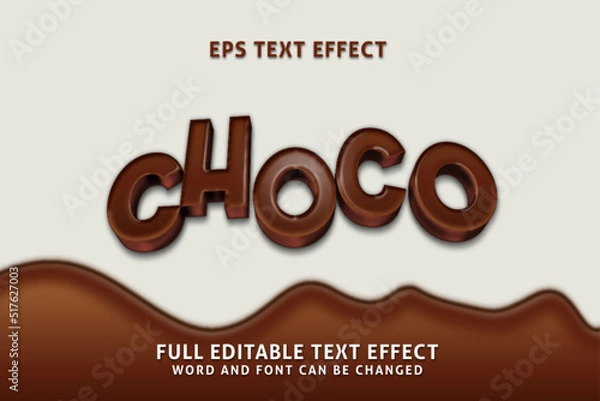 Fototapeta choco 3d realistic text effect premium vectors