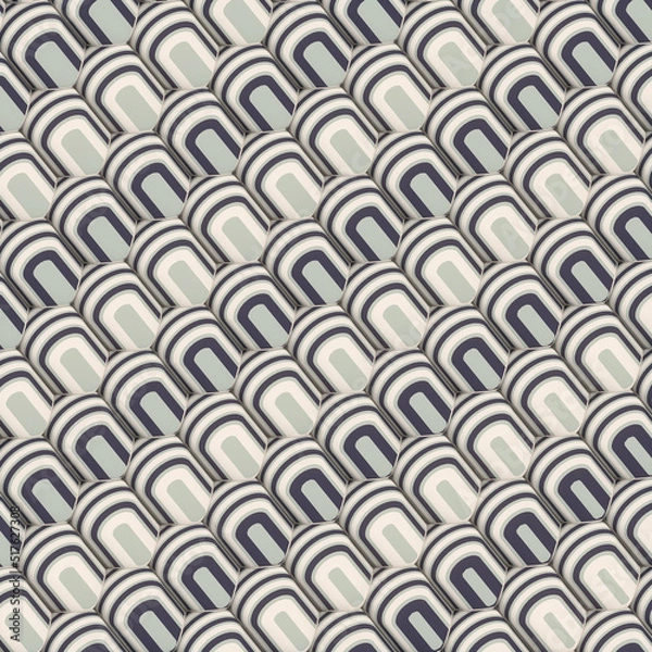 Fototapeta Geometric background of rounded rectangles covered with striped texture. 3d rendering digital illustration