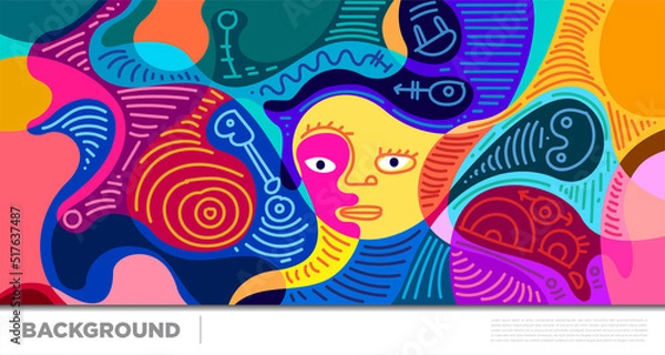 Fototapeta Abstract liquid shape. Fluid geometric design. Isolated gradient waves with geometric lines, dots, batik Indonesia pattern. Vector illustration.