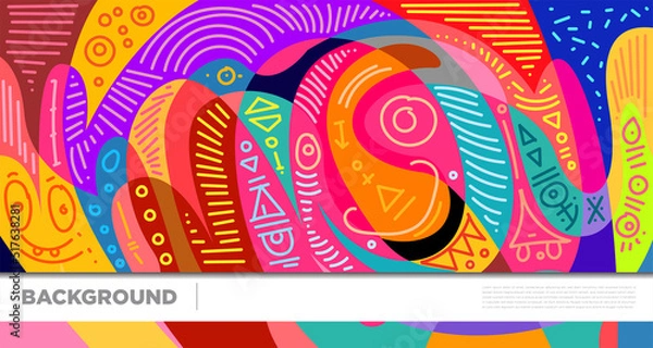 Fototapeta Abstract liquid shape. Fluid geometric design. Isolated gradient waves with geometric lines, dots, batik Indonesia pattern. Vector illustration.