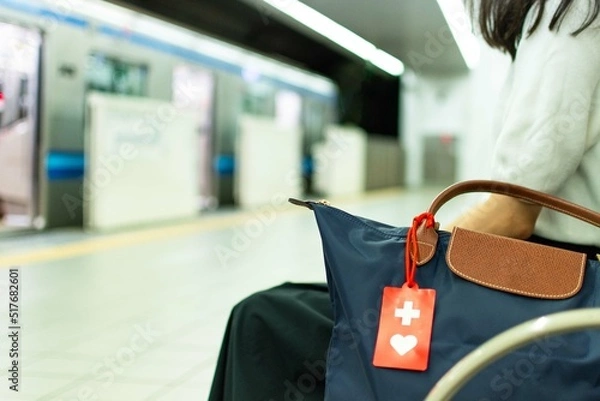 Fototapeta ヘルプマークの人の通勤通学