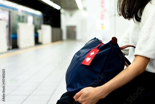 Fototapeta ヘルプマークをつけた女性