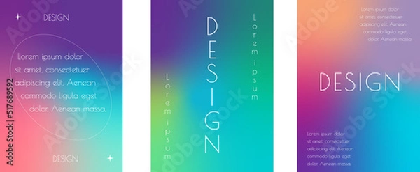 Fototapeta Blurred backgrounds set with modern abstract blurred color gradient patterns on white. Smooth templates collection for brochures, posters, banners, flyers and cards. Vector illustration.