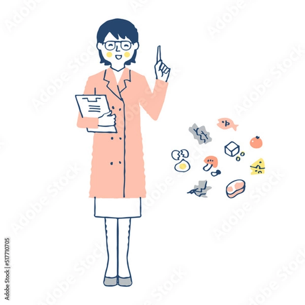 Fototapeta 栄養士とさまざまな食材