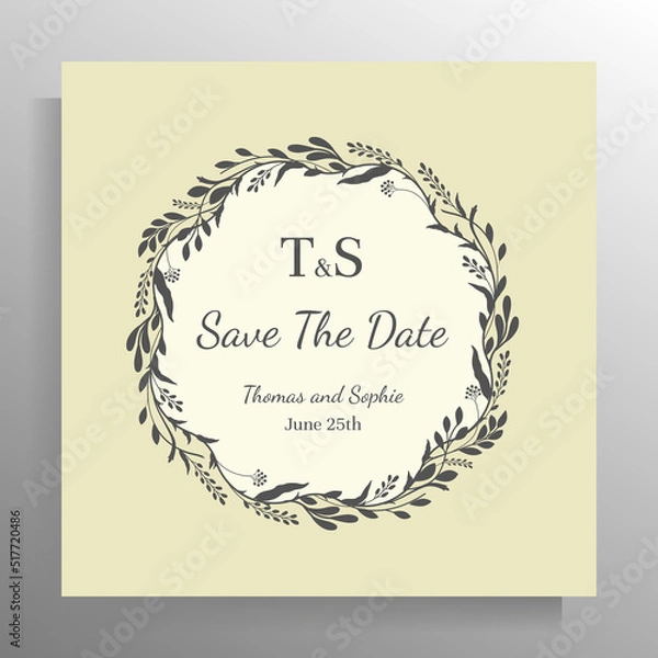 Obraz Vintage wedding invitation design. Vector template for card, poster.