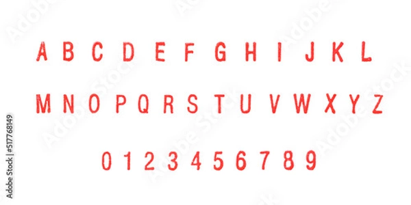 Fototapeta Red stamp letters and numbers set on white