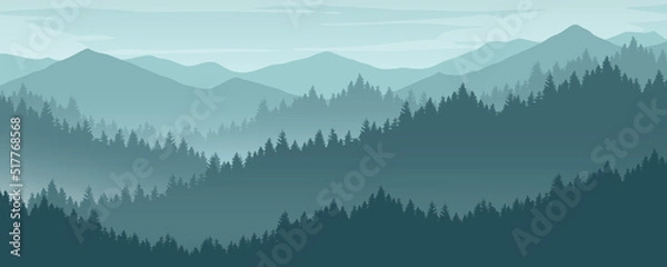 Fototapeta landscape with mountains and fog mountain vector image Templates for designing presentations and posters.