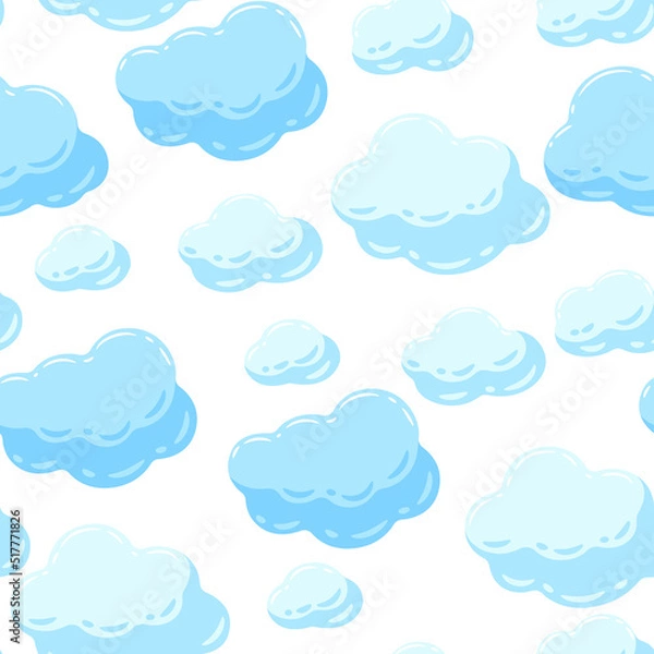 Fototapeta Seamless pattern with blue clouds. Cartoon image of overcast sky.