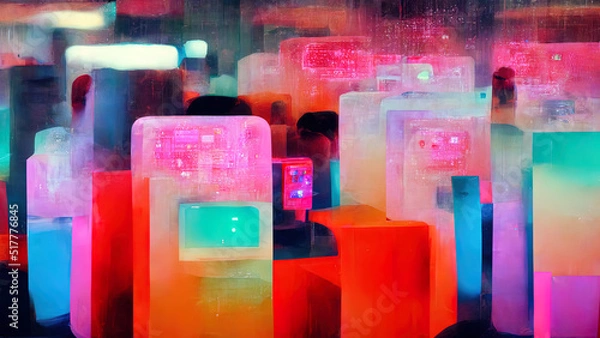 Fototapeta Abstract colorful modern art cityscape