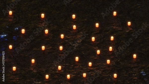 Obraz Isometric candle lanterns floating 3D Illustration