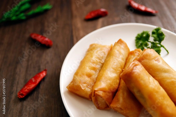 Obraz Multiple fried spring rolls on the table