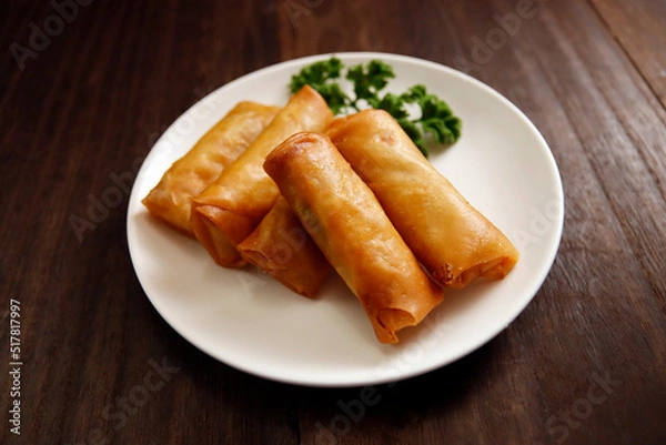 Obraz Multiple fried spring rolls on the table