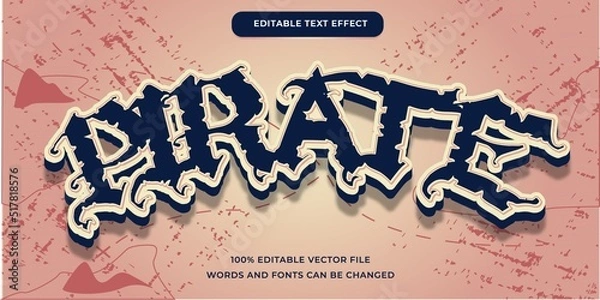 Fototapeta Pirate text effect editable