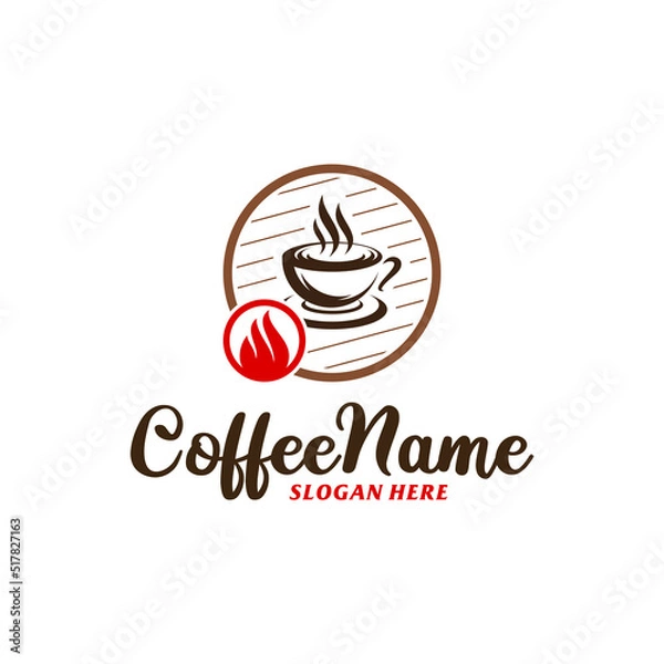 Fototapeta Fire Coffee Logo Design Template. Coffee Fire logo concept vector. Creative Icon Symbol