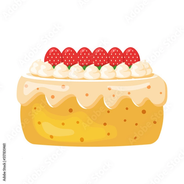 Fototapeta A  sponge cream cake with plenty of strawberries