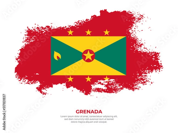 Fototapeta Vintage grunge style Grenada flag with brush stroke effect vector illustration on solid background