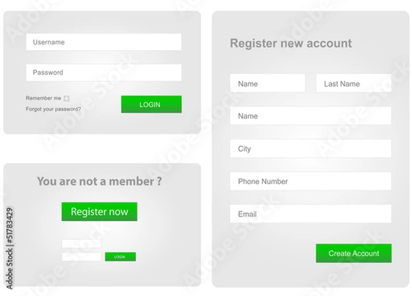 Fototapeta login and register web form