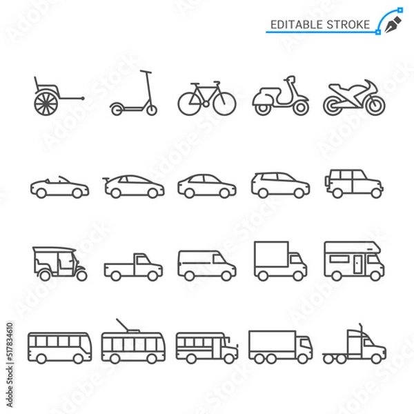Fototapeta Transportation line icons. Editable stroke. Pixel perfect.