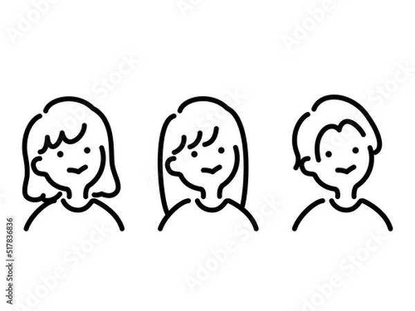 Obraz 女性　シンプル　線画　セット