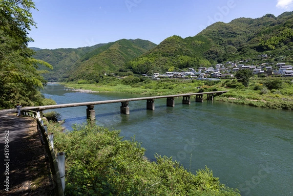 Fototapeta 浅尾（あそお）沈下橋（高知県仁淀川）