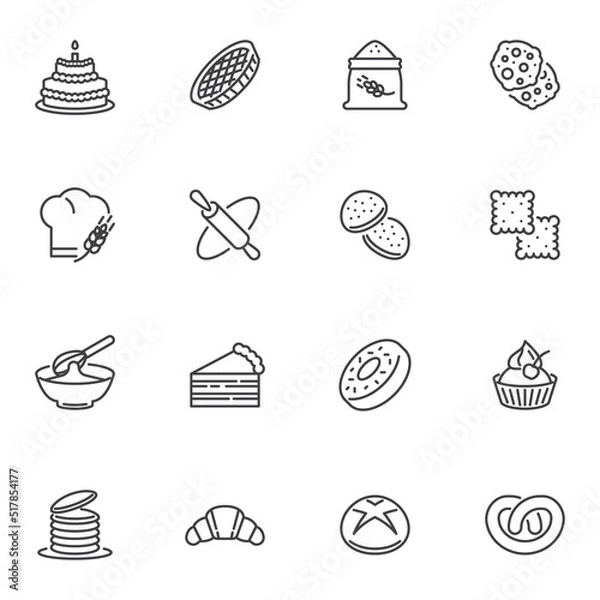 Obraz Bakery shop line icons set