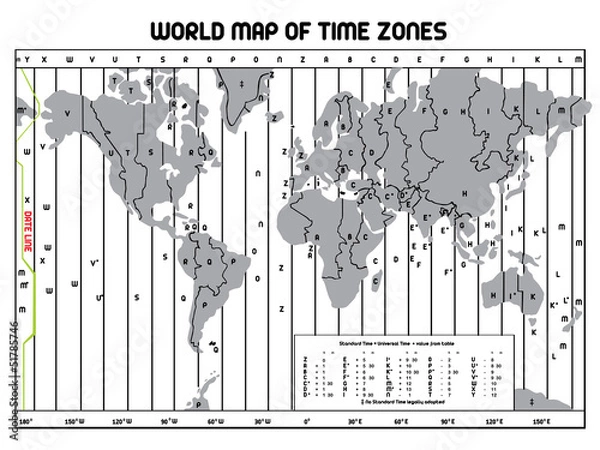 Obraz Timezone map