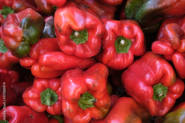 Obraz bright red peppers on the shelf