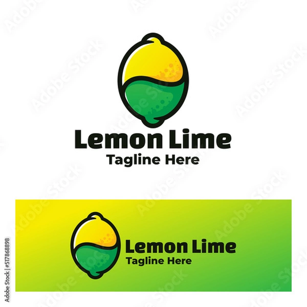 Fototapeta logo lemon lime art illustration