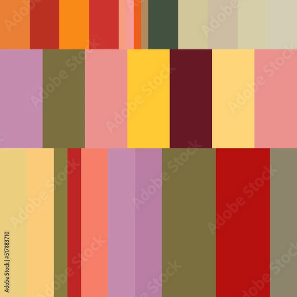 Fototapeta Modern vector abstract seamless geometric pattern with stripes, squares and rectangles in retro Scandinavian style. Colorful simple shapes mosaic. Bauhaus design inspired background.