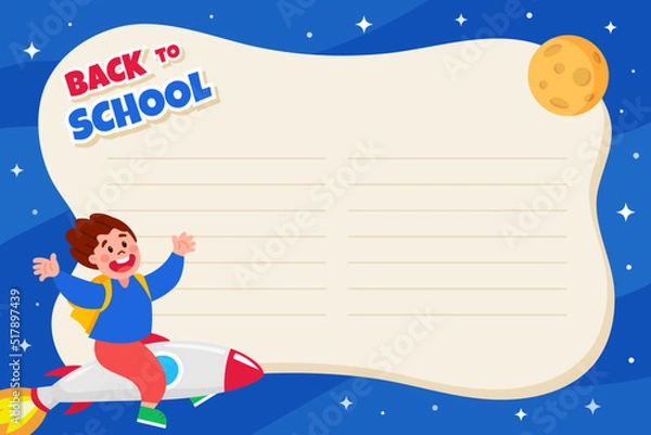 Fototapeta Flat outer space background for back to school event
