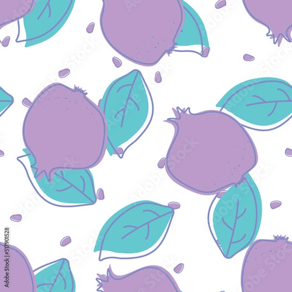 Fototapeta Red Fruit Vector Seamless Pattern. Watercolor