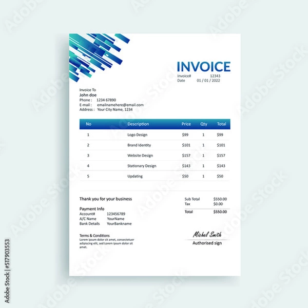 Obraz Abstract Business Invoice Vector Template